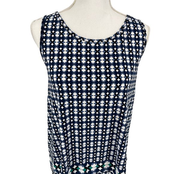 Max Studio sleeveless asymmetrical top small blue geo - Picture 2 of 10